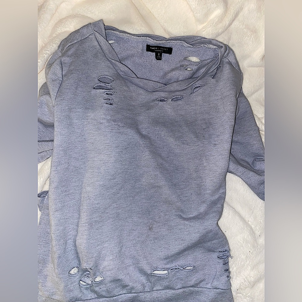romeo & juliet couture | blue shirt | holes design | size s